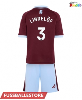 Günstige Aston Villa Victor Lindelof #3 Heimtrikotsatz Kinder 2026-27 Kurzarm (+ Kurze Hosen)